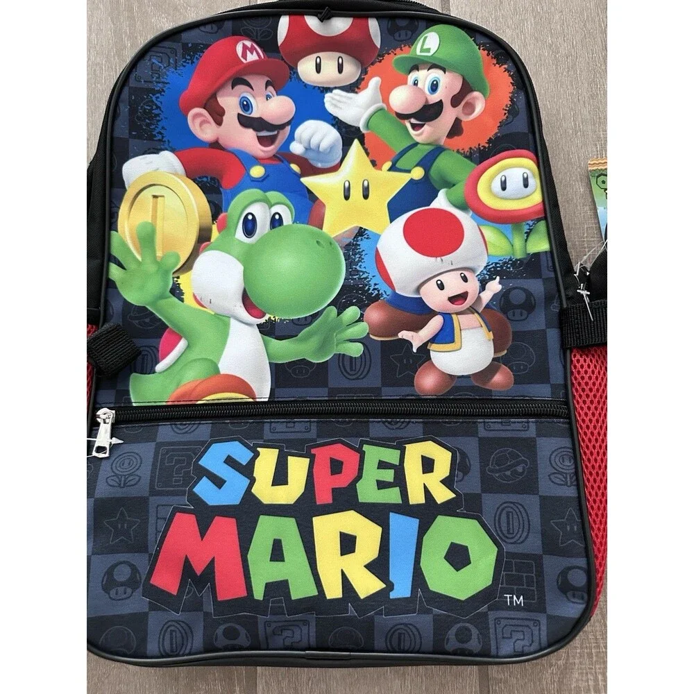 NEW 17” Super Mario Backpack and Lunch Box Kids Movie Retired Bag School